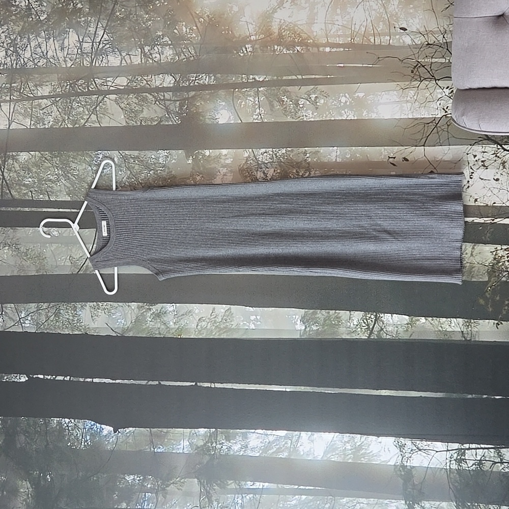 Mod Ref Gray Ribbed Halter Midi Dress - Picture 2 of 5